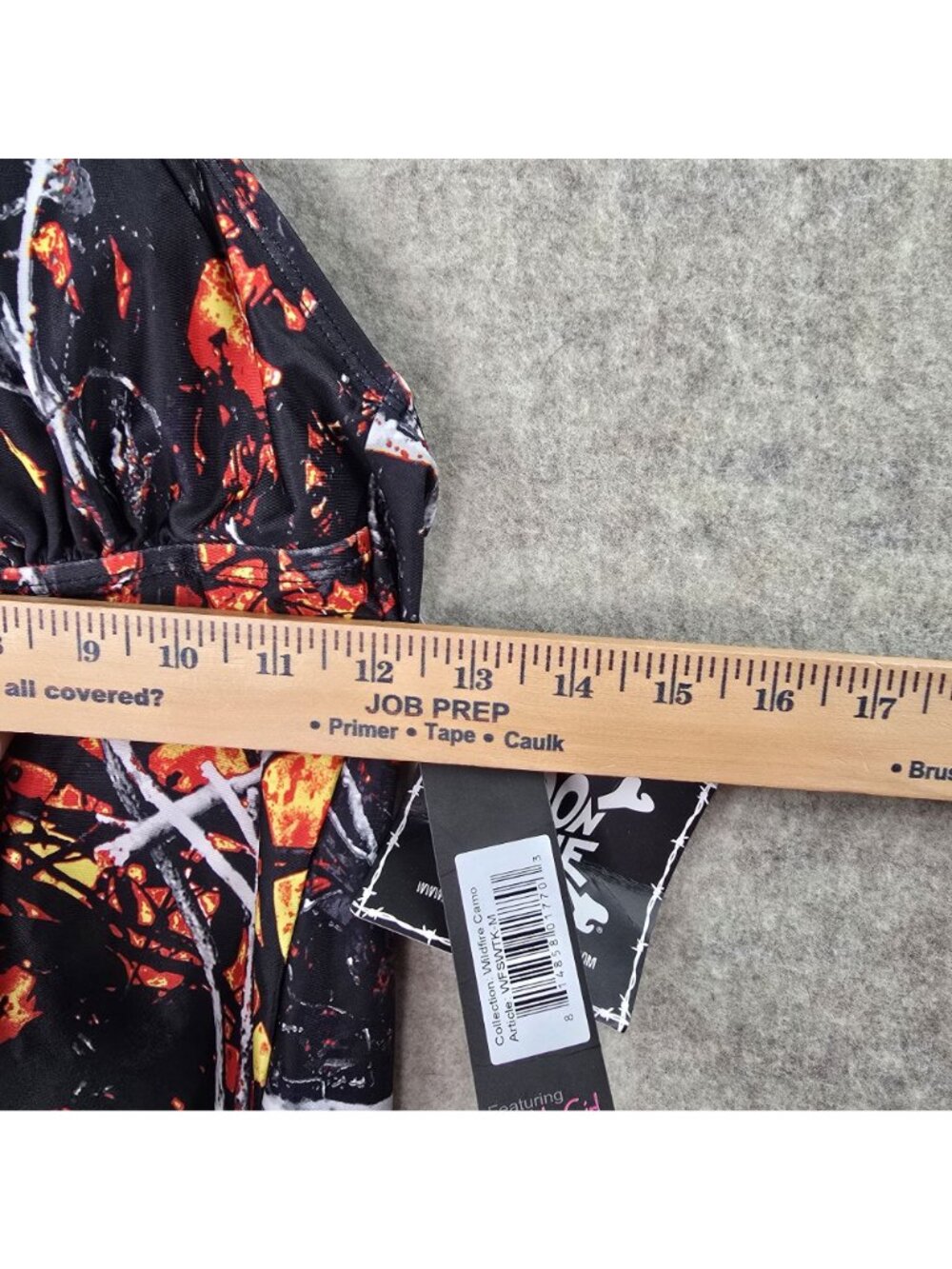 Moon Shine Camo Women Halter Tankini Top Black/Orange M Polyester Blend Swimwear - Picture 6 of 6